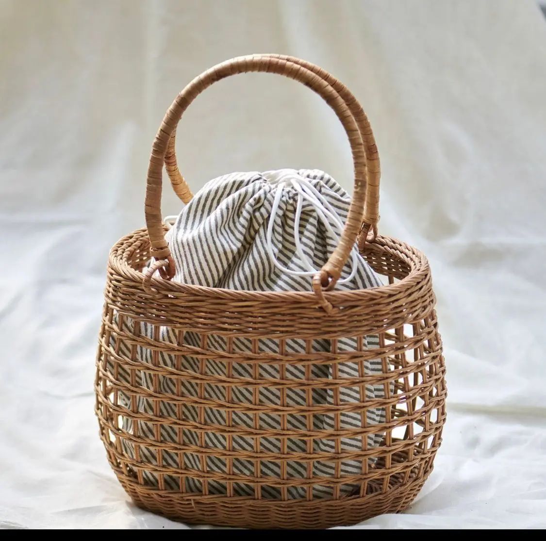 Woven Rattan Storage Basket — Handcrafted Export Product by NXTGENEXPORTS, Moradabad